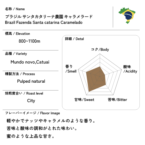ブラジル　サンタカタリーナ農園　キャラメラード　 200g