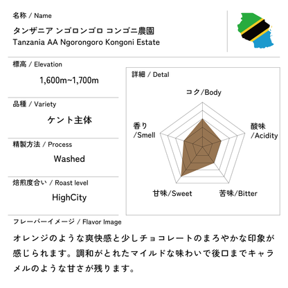 タンザニア ンゴロンゴロ コンゴニ農園 200g